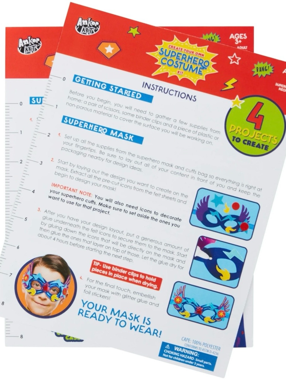 Create-Your-Own Superhero Costume Kit - Bright Blue Star Mask & Accessories - Picture 2 of 7